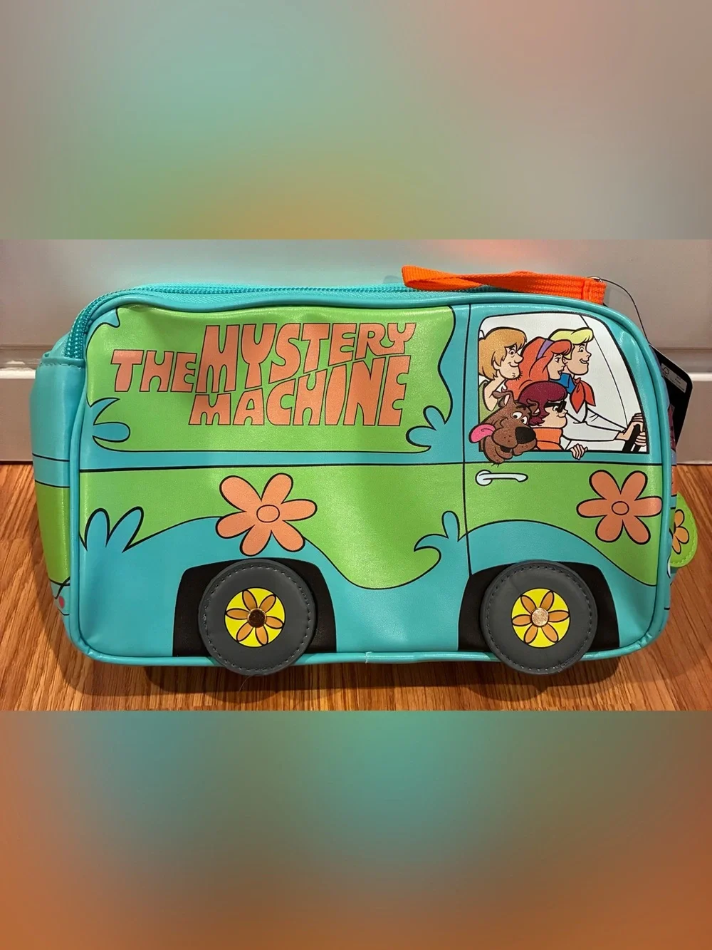 New Scooby-Doo The Mystery Machine Graphic Cosmetic Bag - Teal & Lime